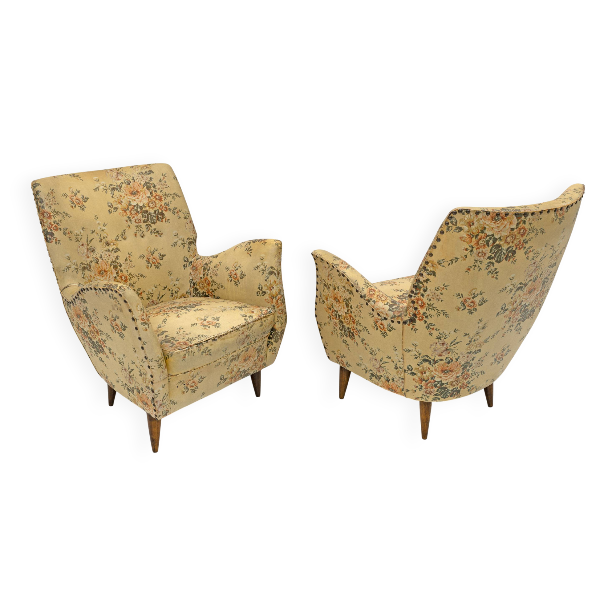 Attributed to Gio Ponti Mid-Century Modern Italian Armchairs by ISA, 1950s