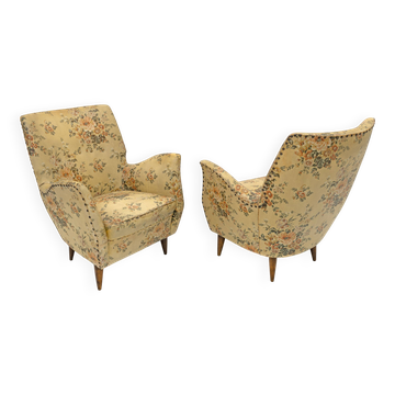 Attributed to Gio Ponti Mid-Century Modern Italian Armchairs by ISA, 1950s