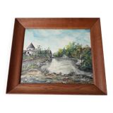 Oil painting on panel, landscape, signed