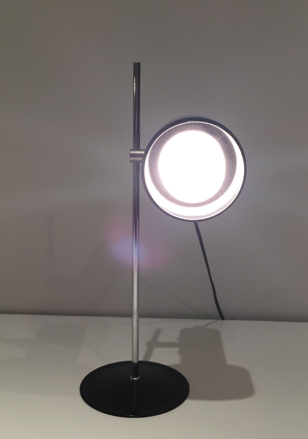 Adjustable lamp in black lacquered metal and chrome France 70s