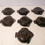 Set of 7 fish-shaped plates signed MARIUS GIUGE circa 1970