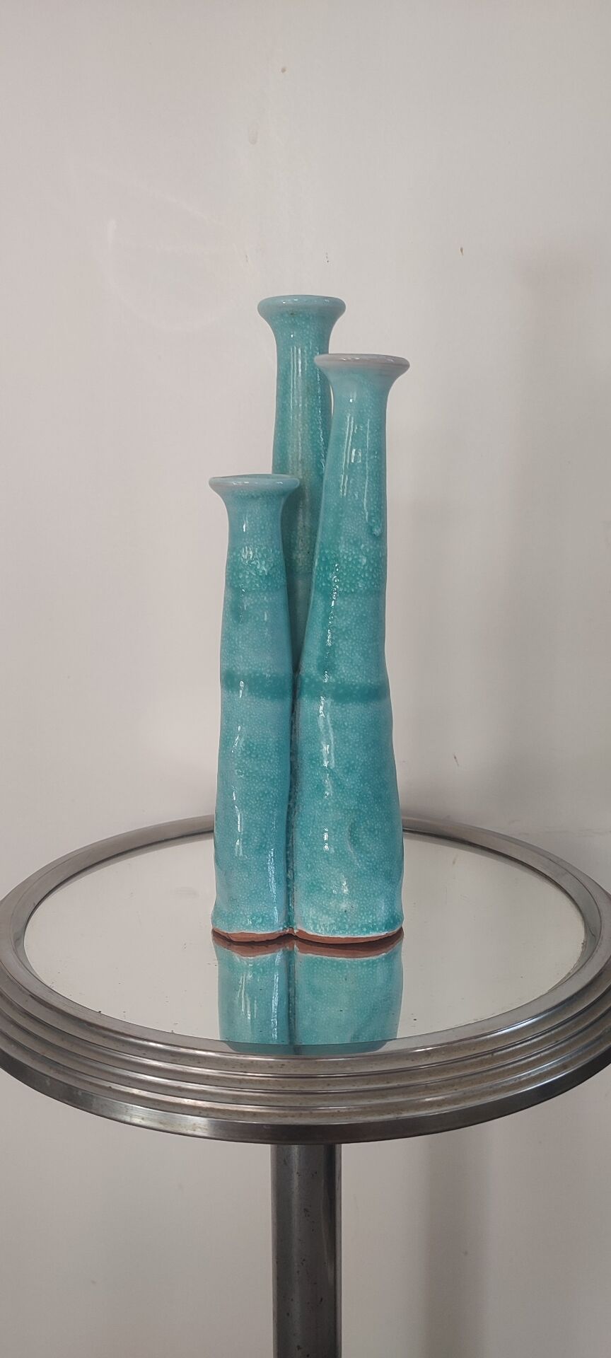 "Organ" triple soliflore vase in artisanal ceramic