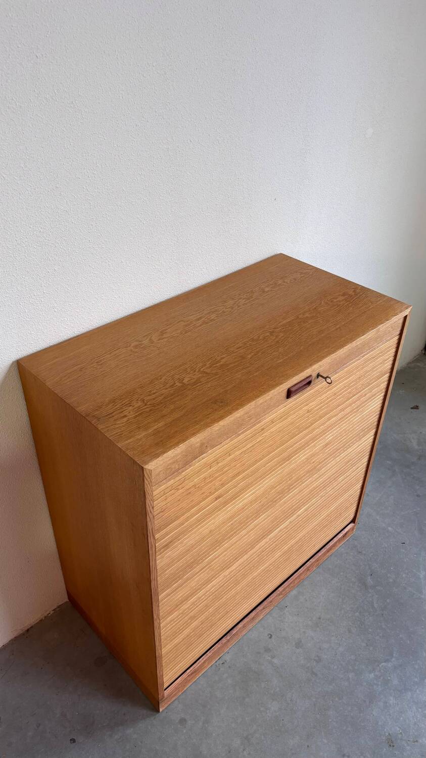 Vintage tambour cabinet - archive in oak