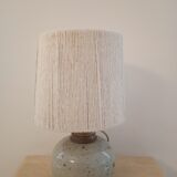 Vintage enamelled stoneware lamp with rope lampshade