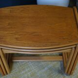 Swedish pale teak nesting tables set of three