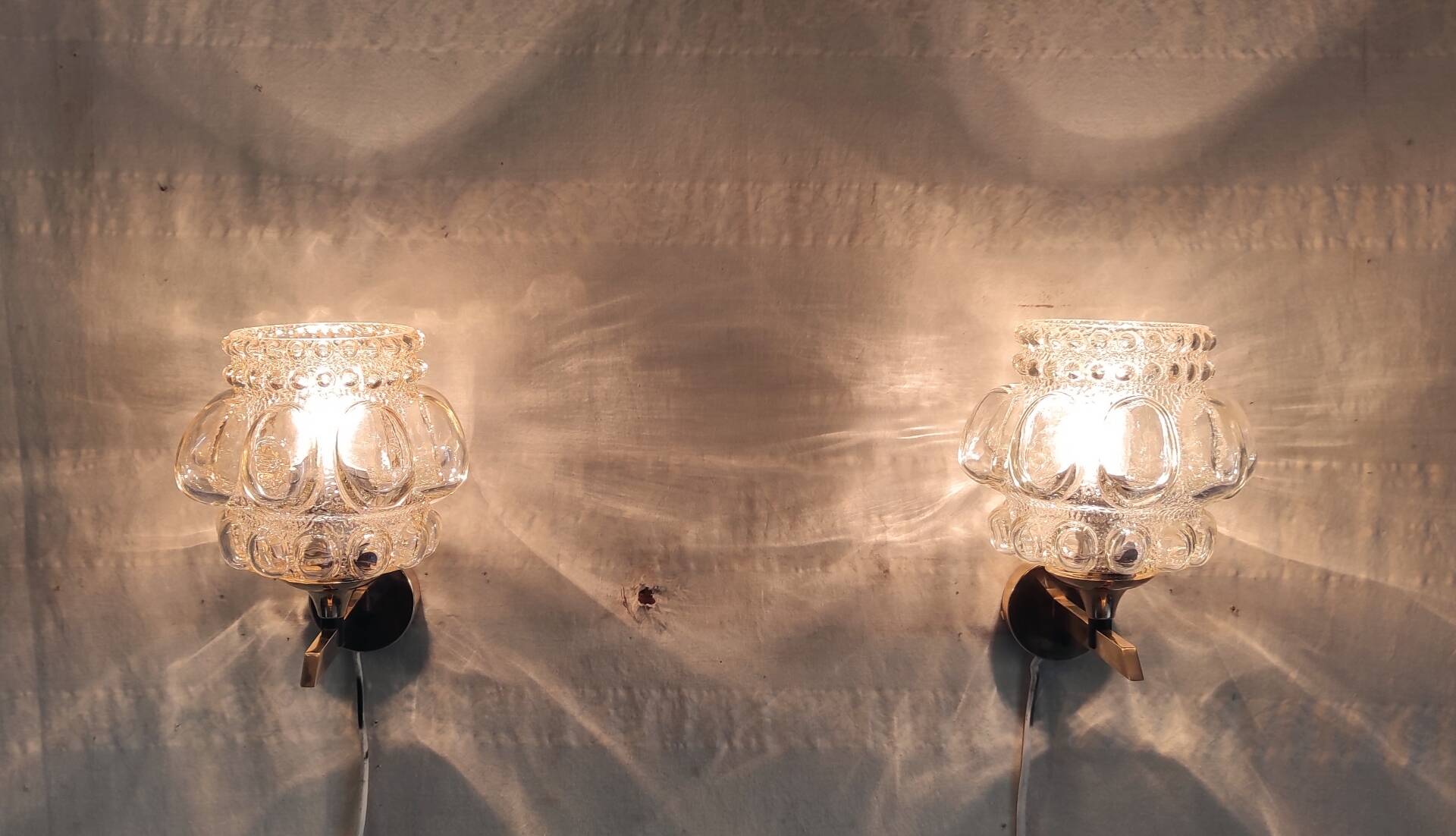 Brass and glass wall lights by Helena Tynell - 1970s
