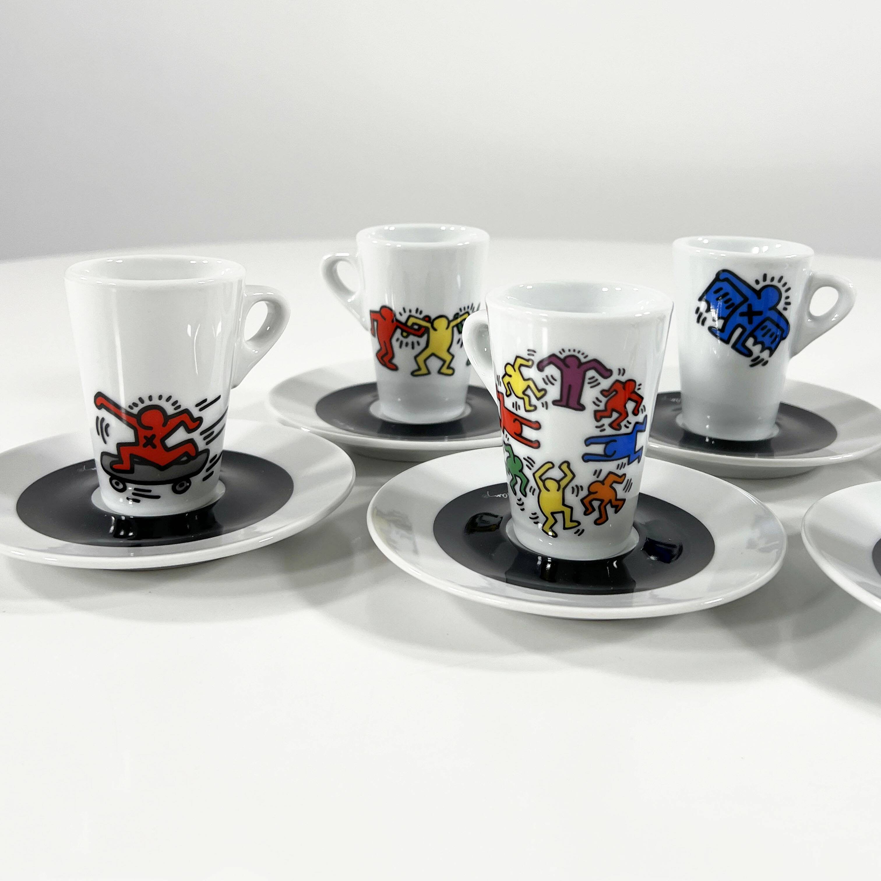 Set of 6 Espresso Cups by Keith Haring for Tognana, 1990