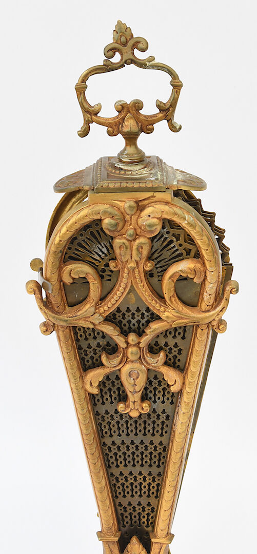 Bronze spark arrestor with fan-shaped openwork brass plates