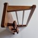 Vintage wall mounted coat rack in wood and metal, 3 hooks, retro style
