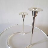 Double candle holder BMF silver metal design 70s