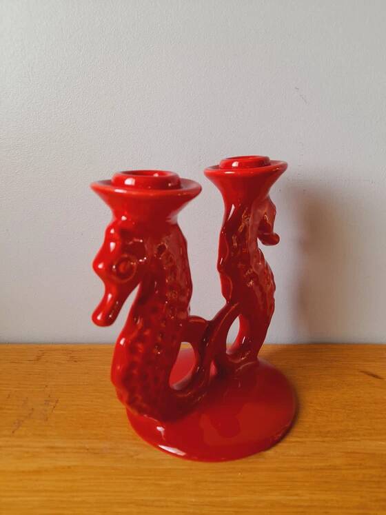 Ceramic seahorse candlestick by Bitossi