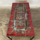 Table basse en ceramique et métal 1960 dans le goût de Roger Capron