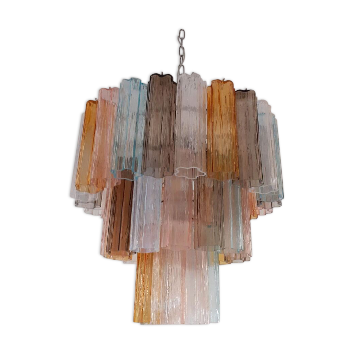 Multicolor “tronchi” murano glass chandelier