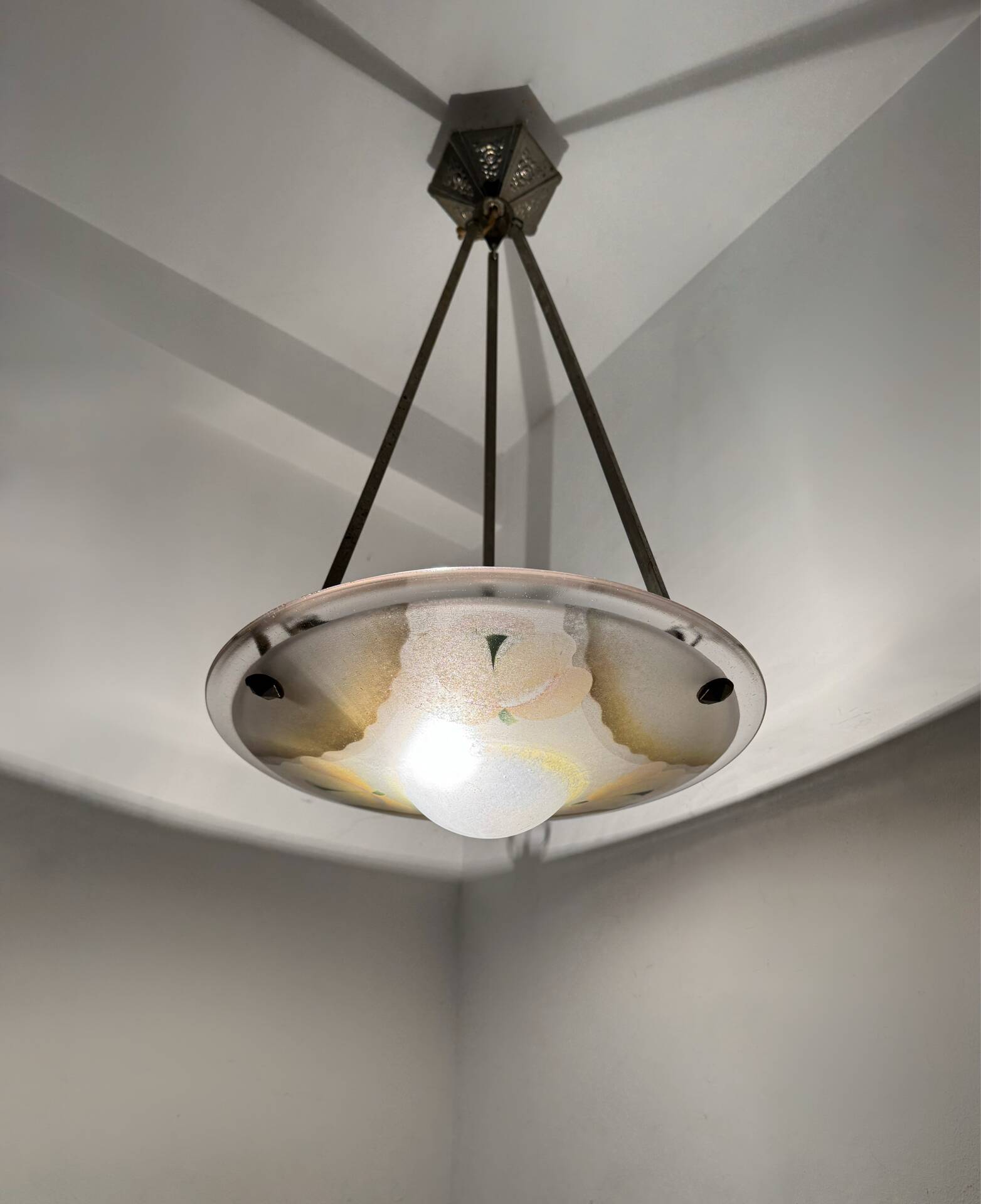 Art Deco chandelier with polychrome glass