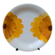 Vintage round serving dish with yellow flowers, Ironstone, 1970s, Italy.