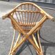 Paire de chaises et table rotin osier vintage XXème