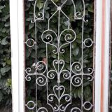 Window frame 179x88cm walnut oak wrought iron grille opening glass panel