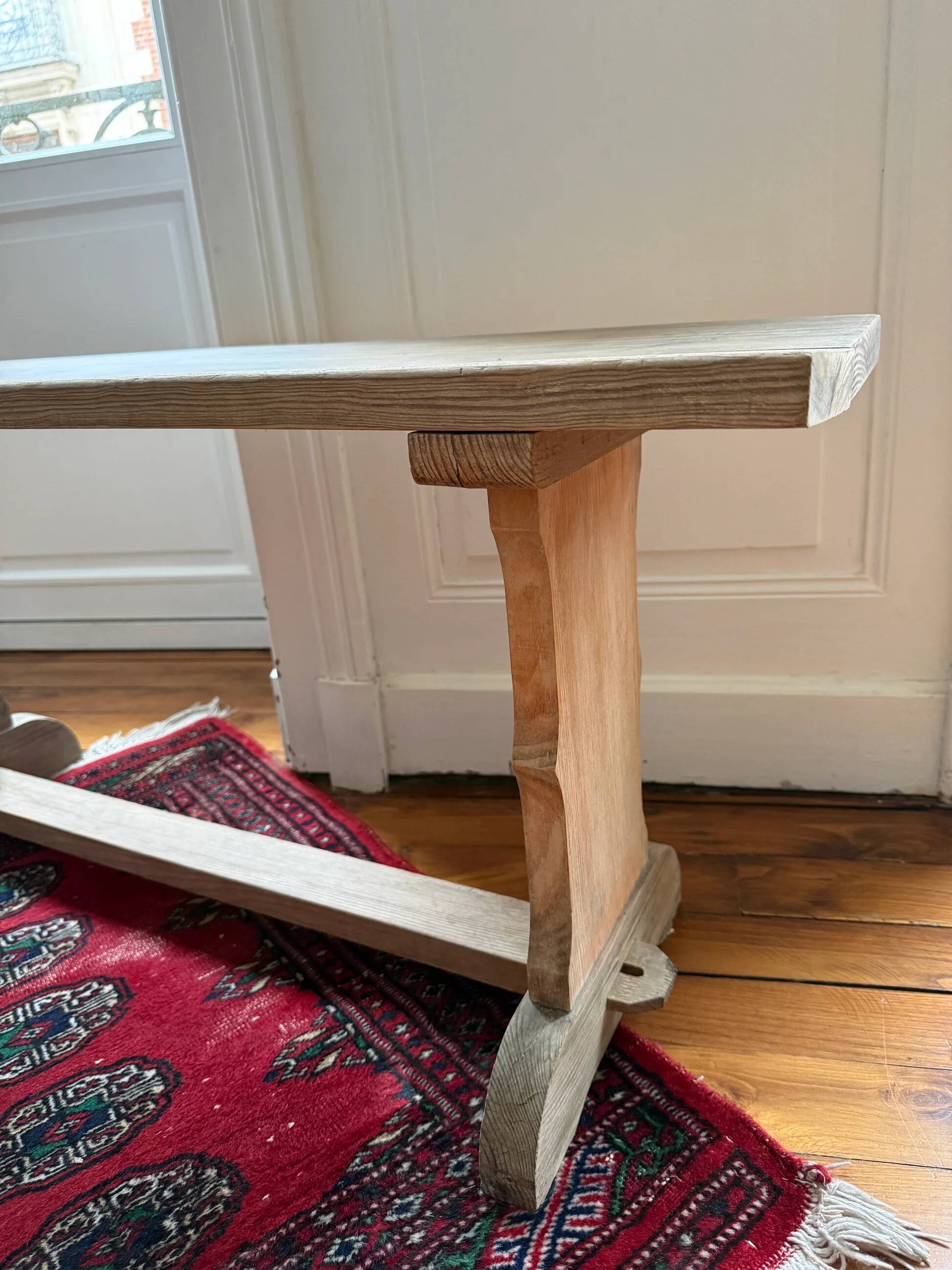 Old school bench in raw wood
