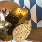 Paire de lampe de table en laiton décor nénuphar