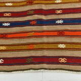Turkish Red & Blue Striped Kilim Rug, 151x244Cm