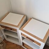 Pair of vintage beech bedside tables