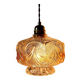 Vintage amber cut glass suspension – retro bohemian lamp