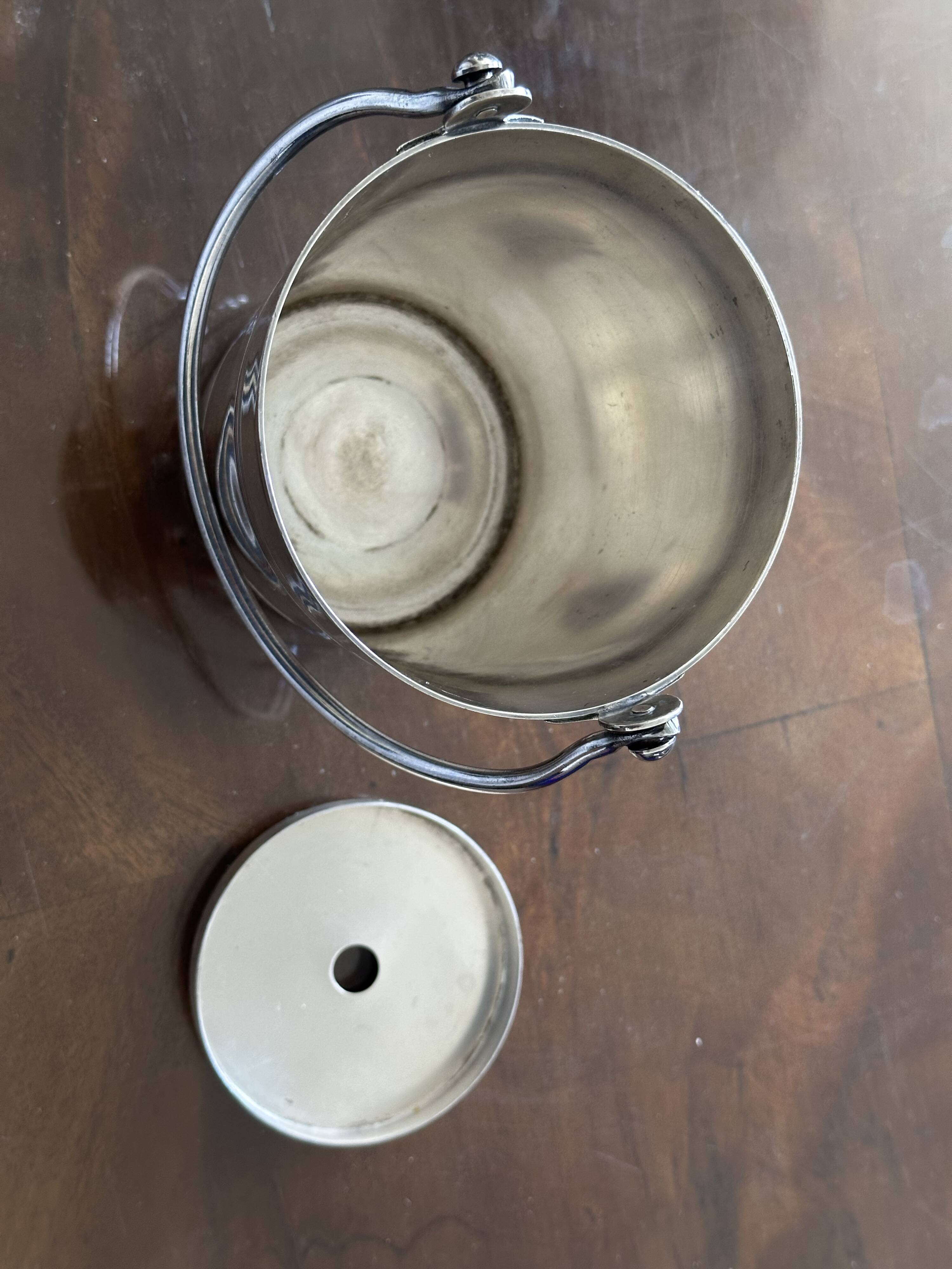 Ice bucket, 1930s period, silver-plated metal, 11 cm high