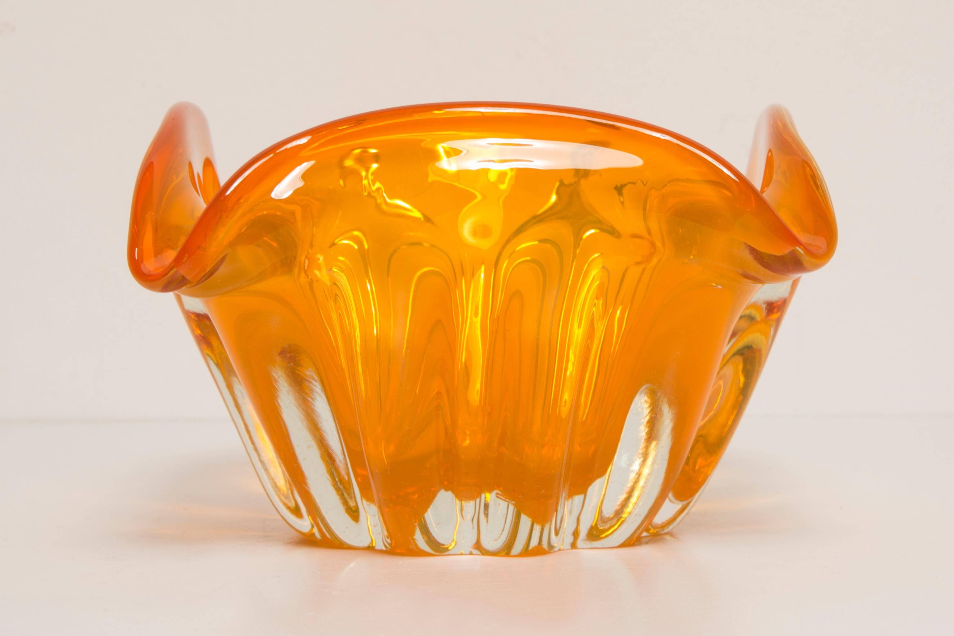 Mid-Century Orange Murano Glass Ashtray, Italy, 1970s