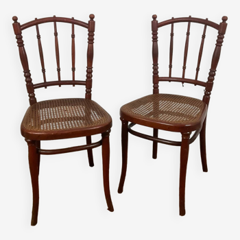 Pair of stamped Thonet bistro chairs