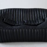 Canapé Sandra en Cuir Noir par Annie Hieronimus pour Ligne Roset, 1973, Set de 6