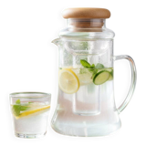 Borosilicate glass pitcher with infuser and wooden lid #PIMR