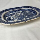 Large blue and white dish with Japanese pattern