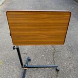 Foldable and adjustable serving trolley in wood and black steel