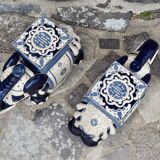 Pair of ceramic elephant side tables