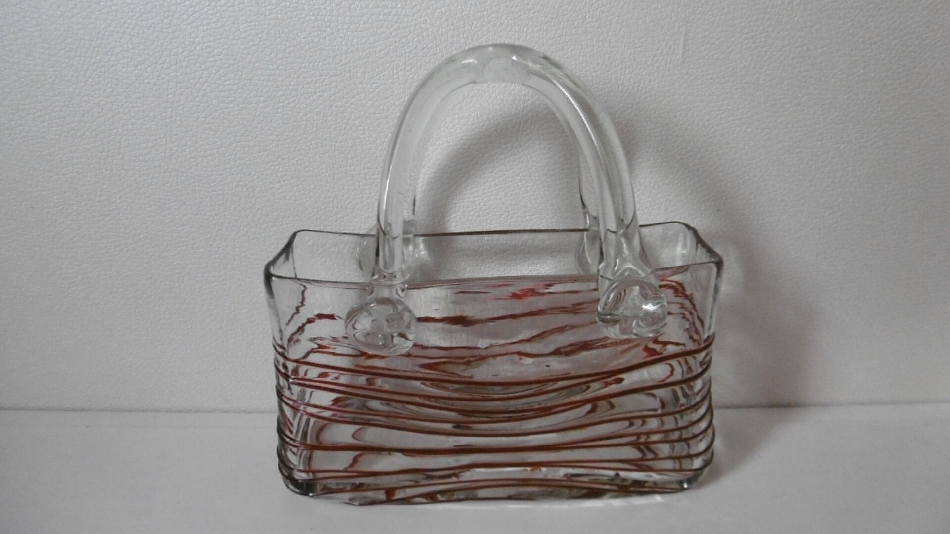 Vintage blown glass basket vase