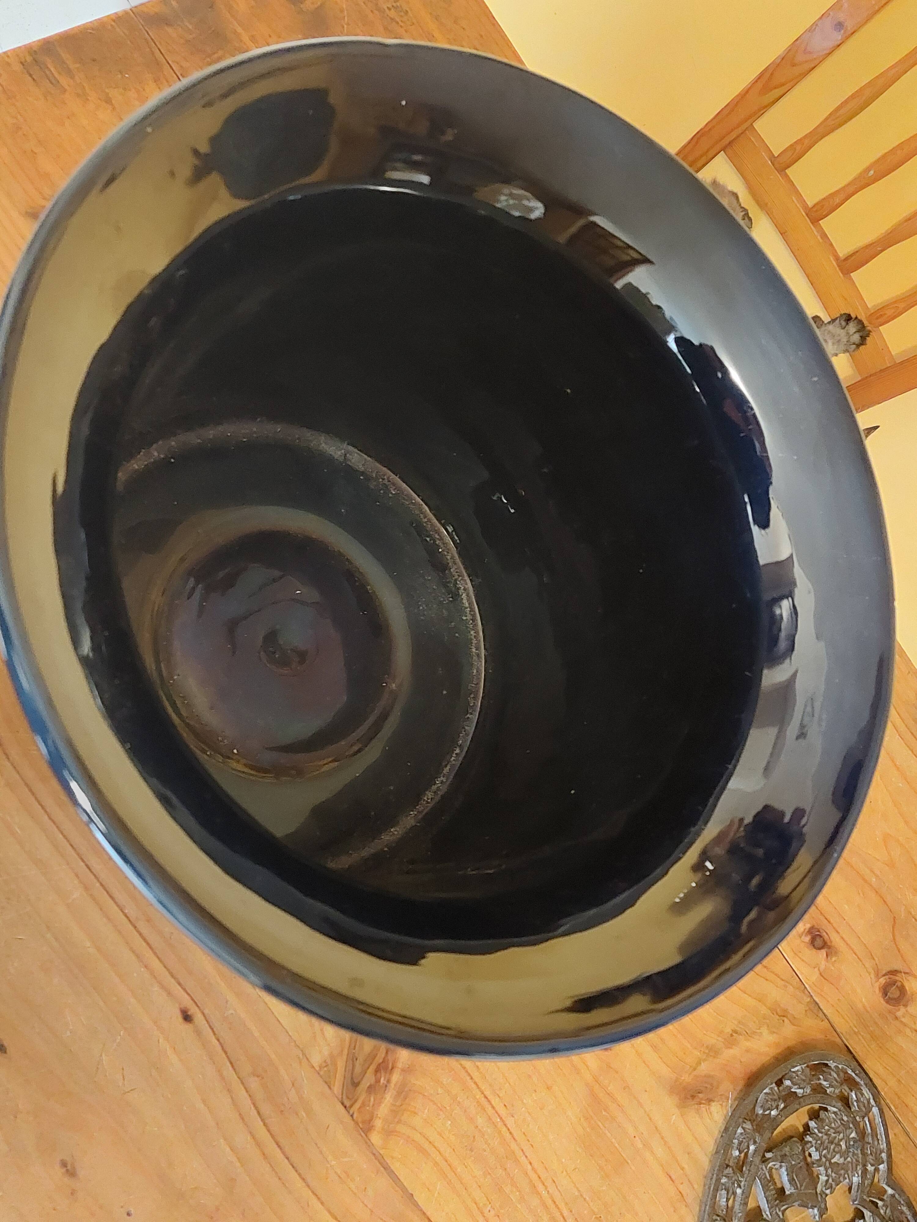 Navy blue ceramic refresher stamped