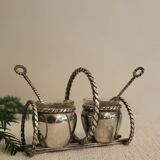 Silver-plated metal salt and pepper shakers