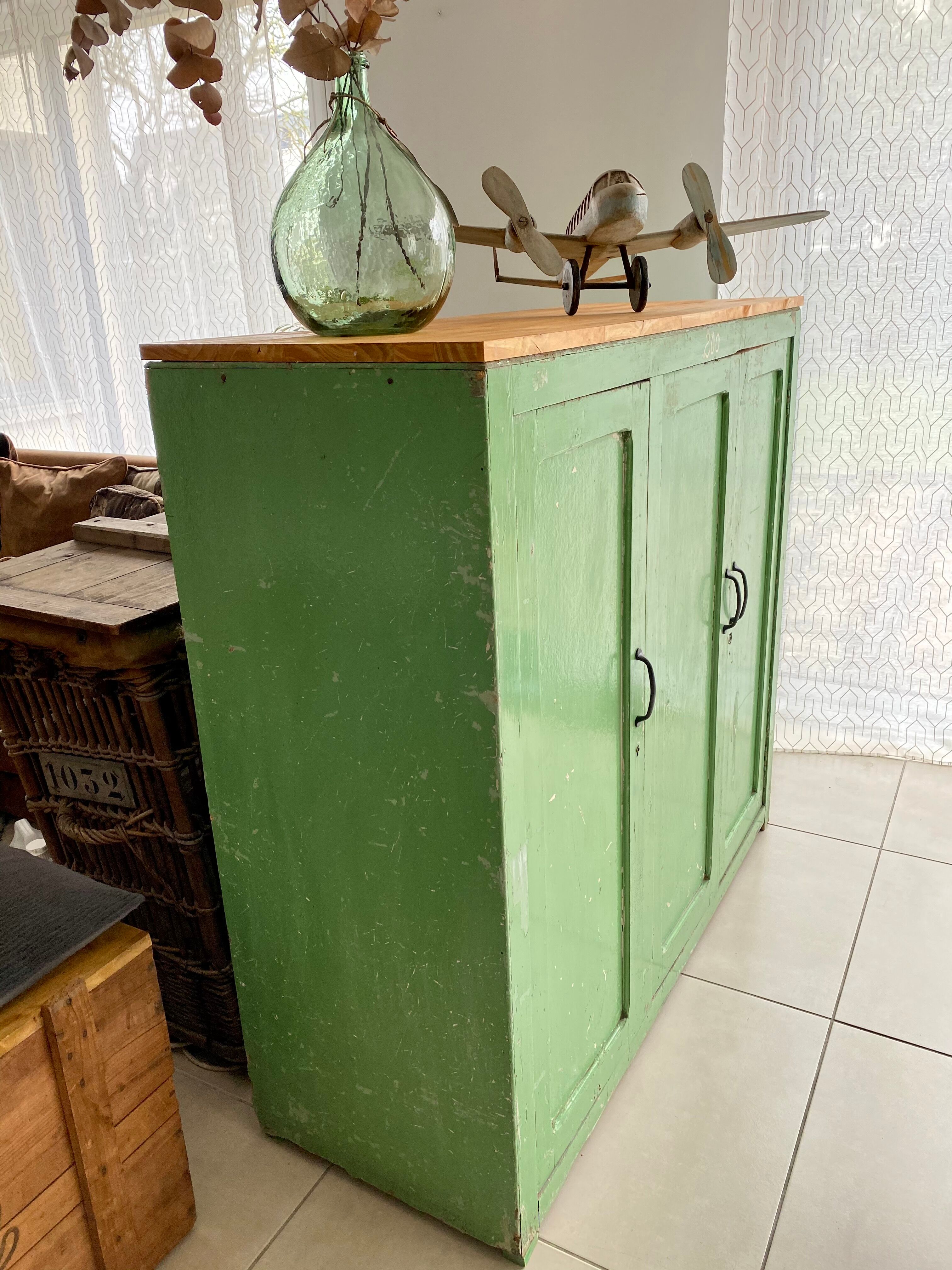 Meuble de métier en bois vintage