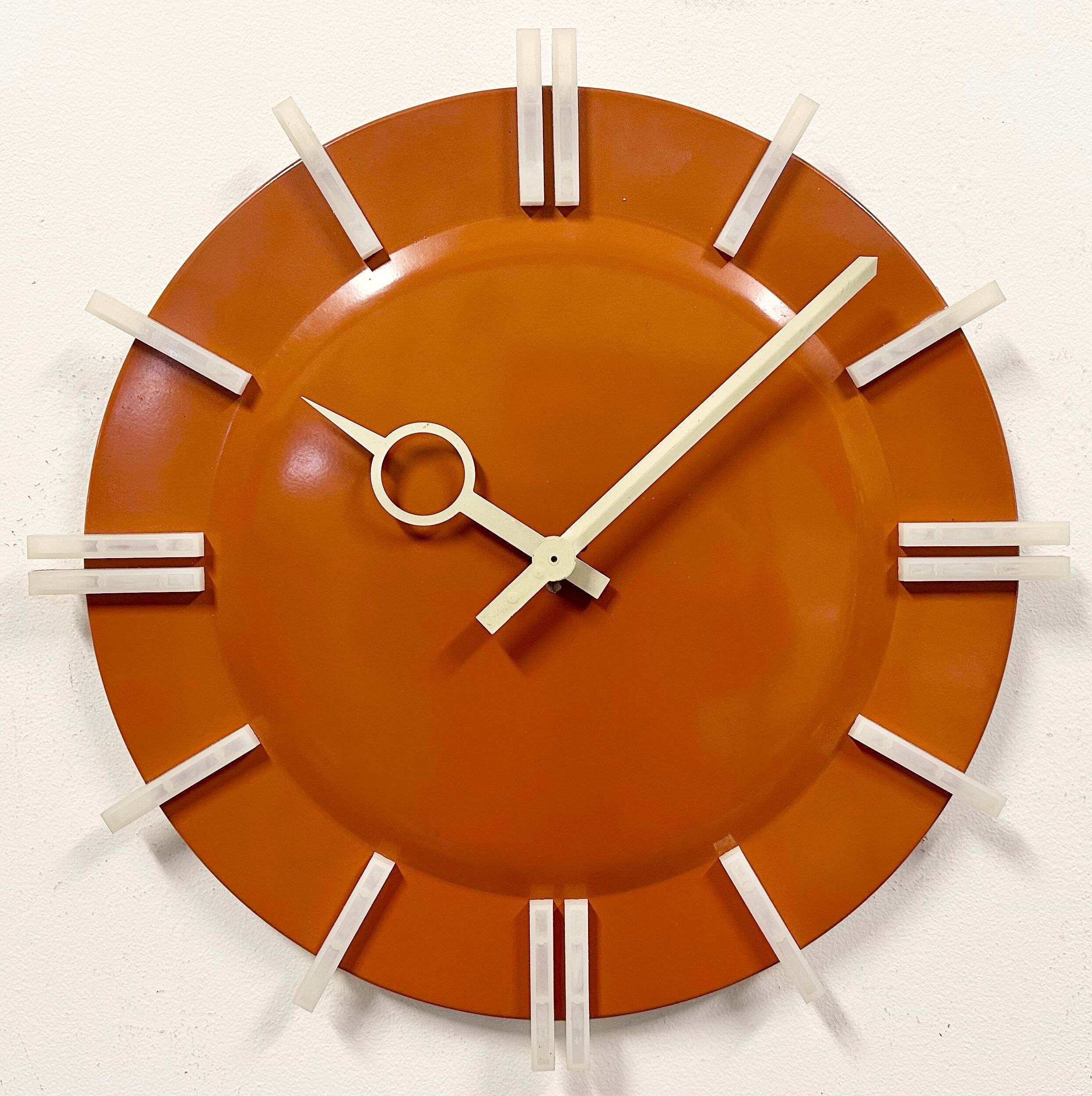 Industrial Office Wall Clock from Pragotron, 1970s