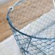 Large vintage blue wire basket