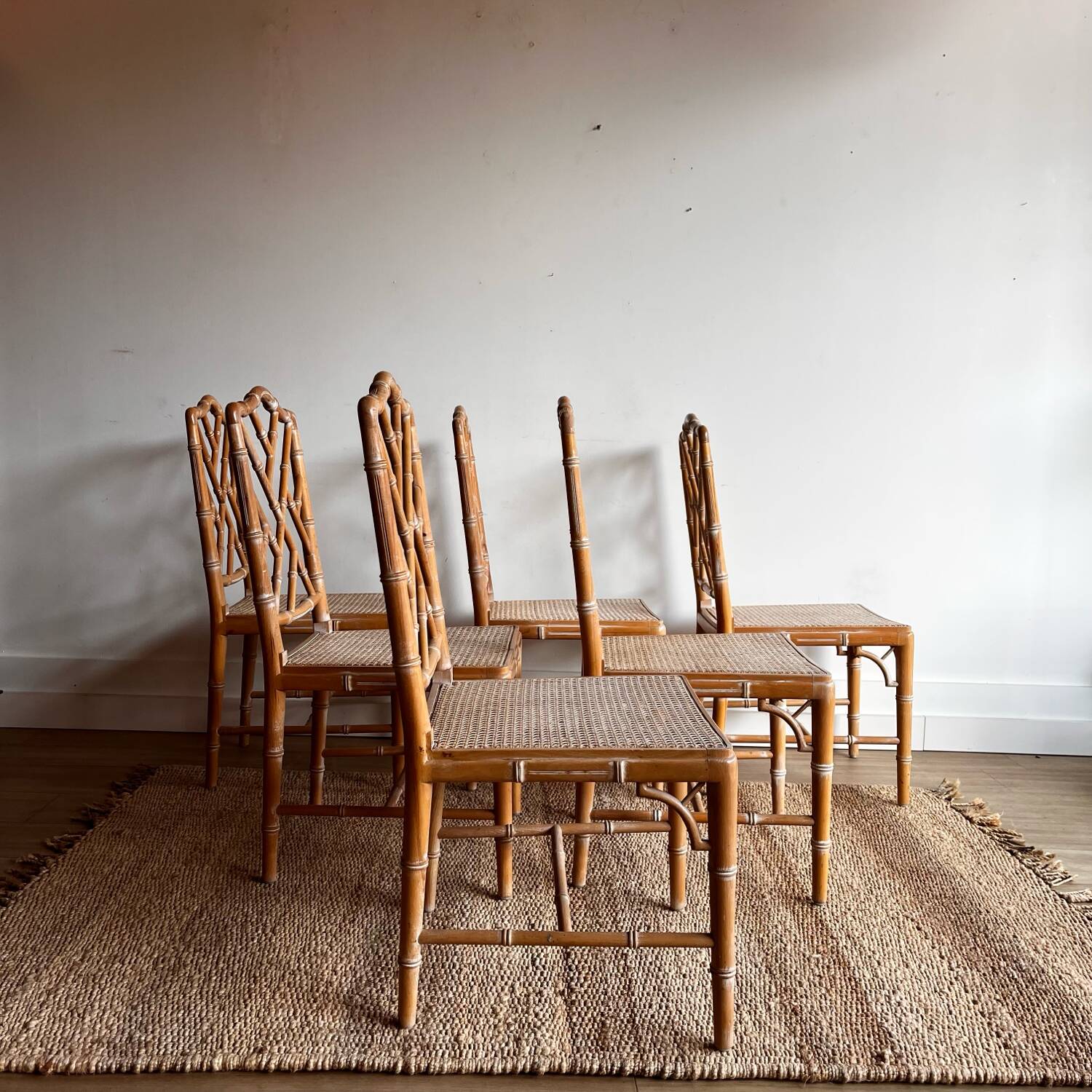 6 ‘Faux Bamboo’ dining chairs vintage