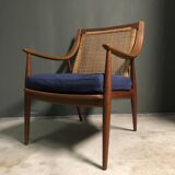Peter hvidt & orla molgaard nielsen model 147 teak & rattan chair for france & son