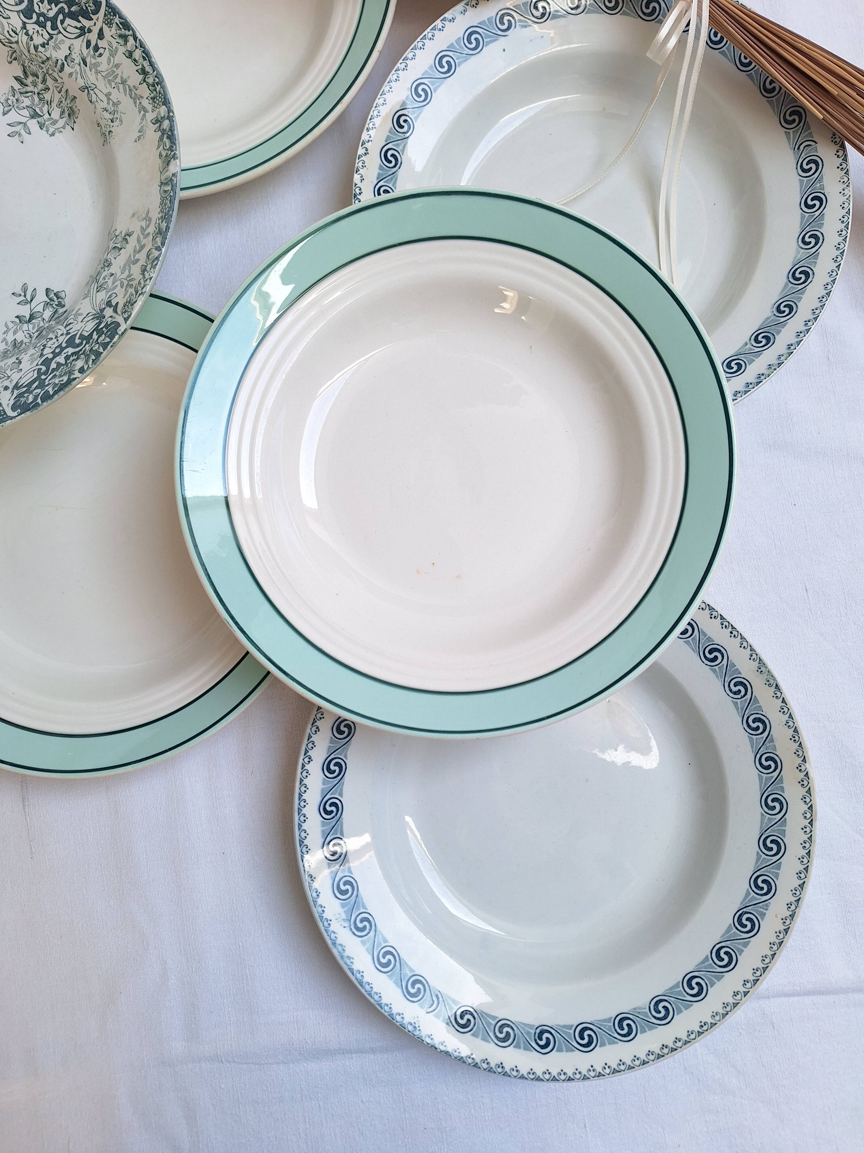 Assiettes creuses vertes St Amand, Céranord