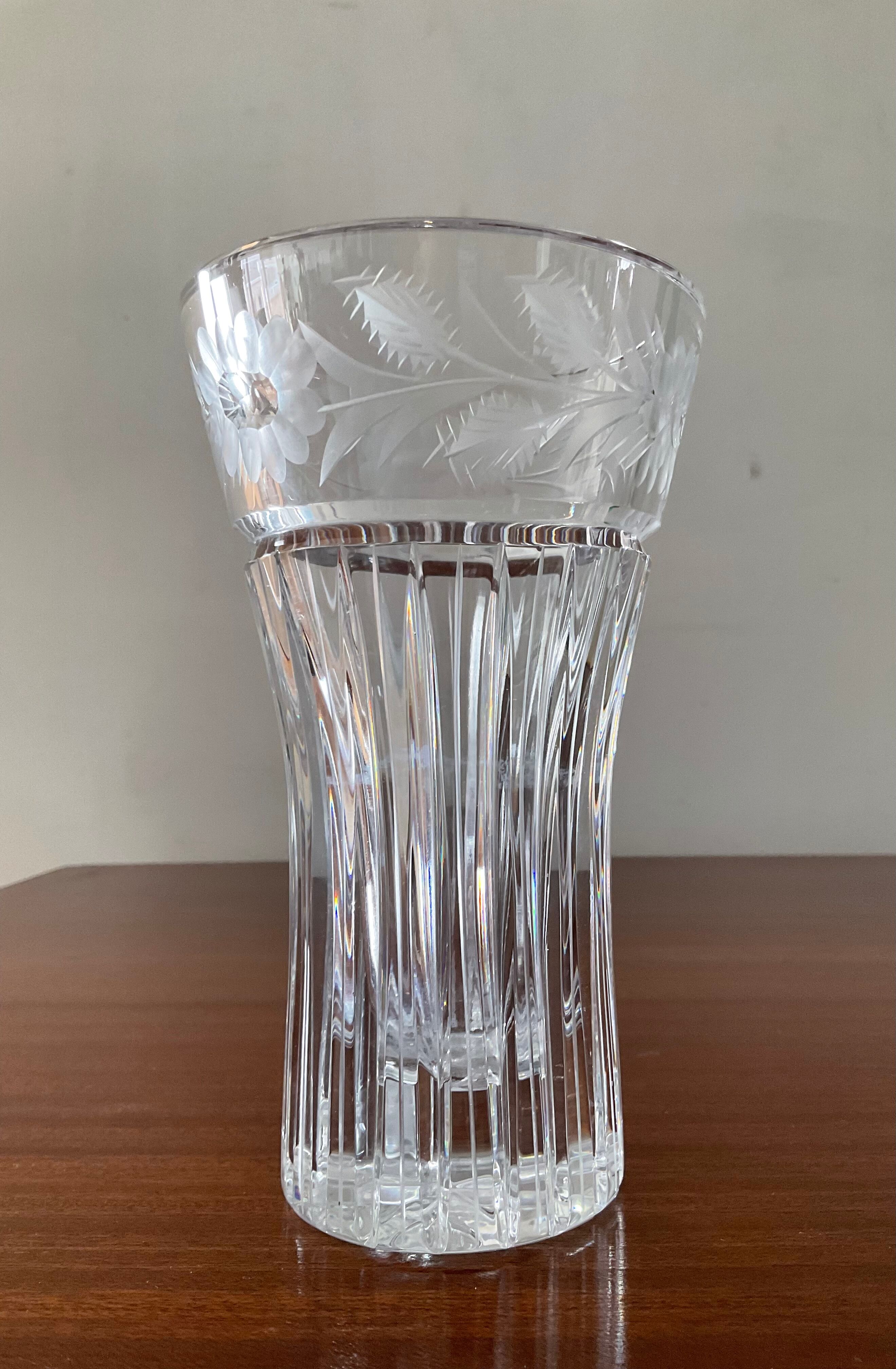Vintage chiseled crystal vase