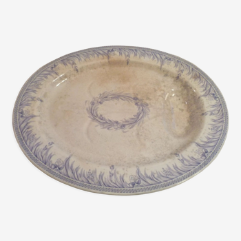 Grand plat à gigot en faience XIXème motif floral