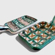 Pair of Robert Picault Ceramic Handled Trays, Vallauris, France, circa 1950