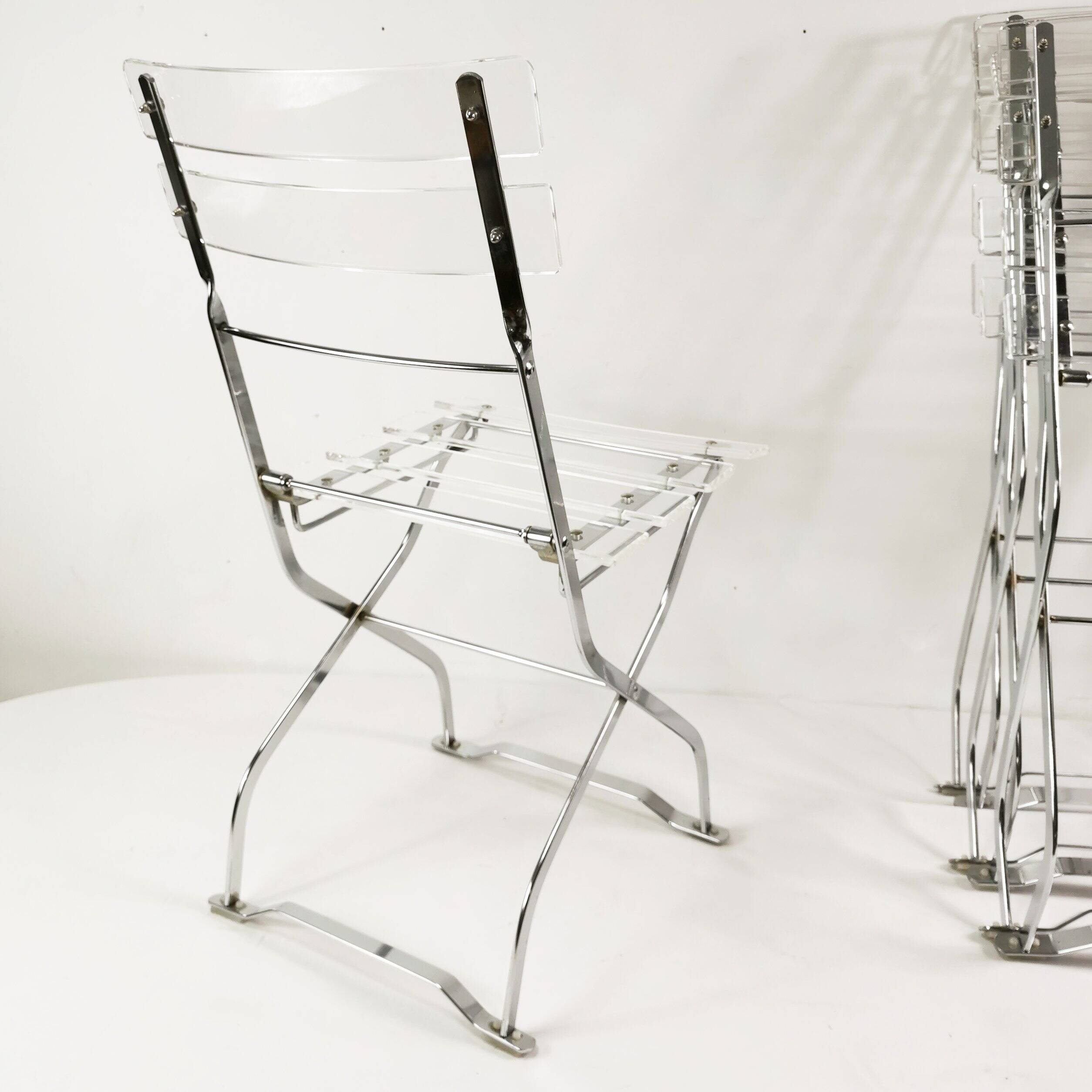 Set of designer folding chairs, Maison & Jardin Paris, 1970s