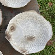 6 flat plates fish in beige ceramic Salins les bains