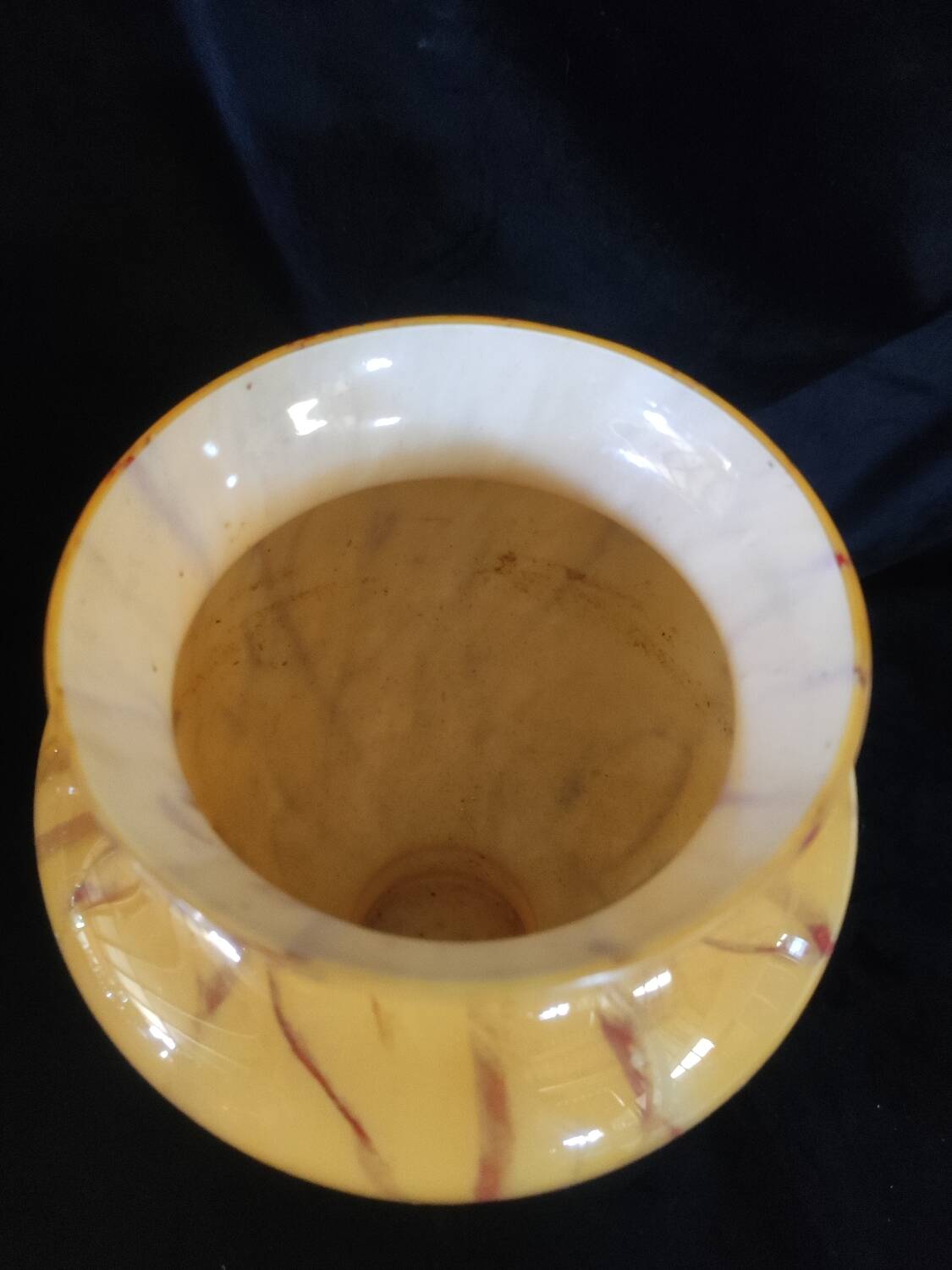 Vase larochère marbré jaune et rouge