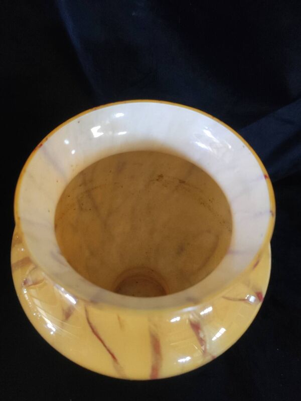 Vase larochère marbré jaune et rouge